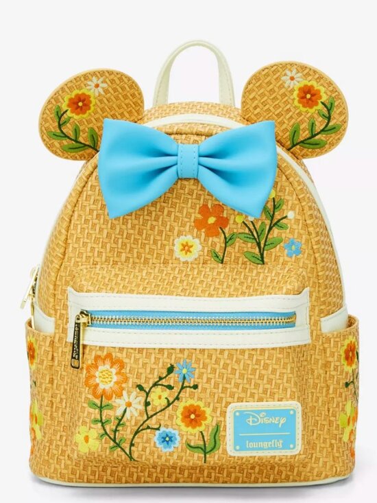 Loungefly Disney Minnie Mouse Raffia Floral Ears Mini Backpack - Exclusive